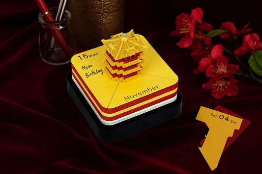 Yellow Tower 3D Calendar 2025 (With Light)