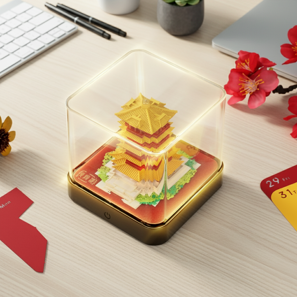 Yellow Tower 3D Calendar 2026 (With Light)