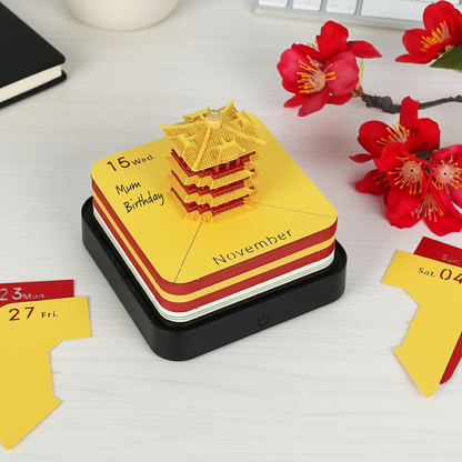 Yellow Tower 3D Calendar 2026 (With Light)