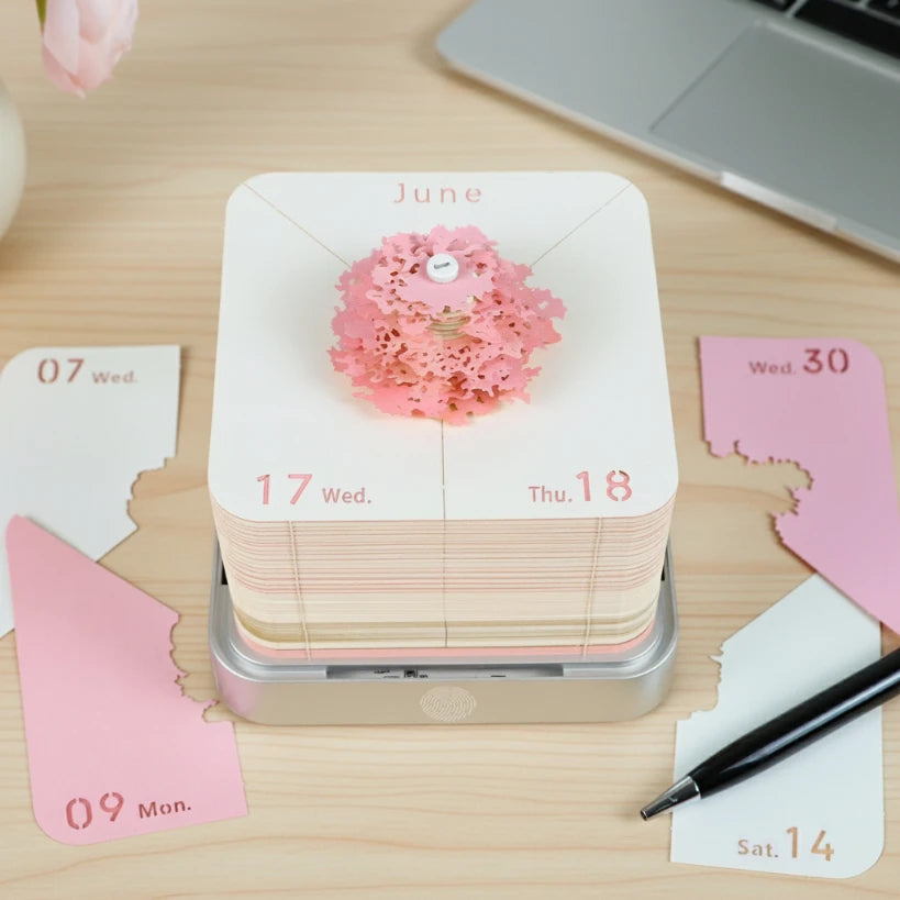 Calendario 3D de flor de cerezo Sakura 2025
