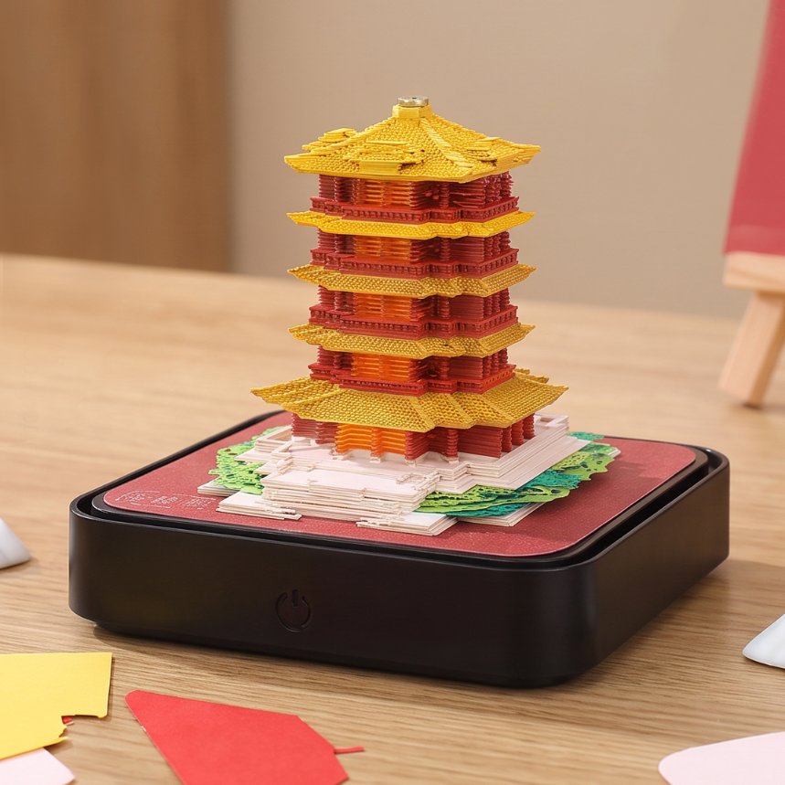 Yellow Tower 3D Calendar 2027 (With Light)