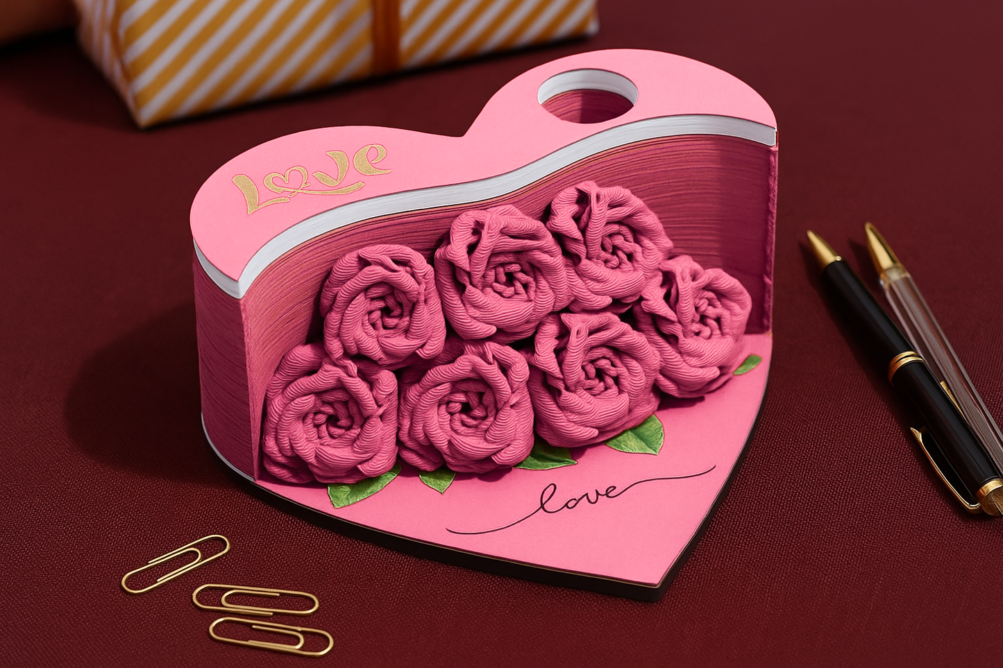 Rose Heart 3D Memopad