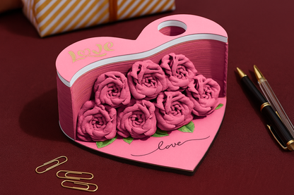 Rose Heart 3D Memopad