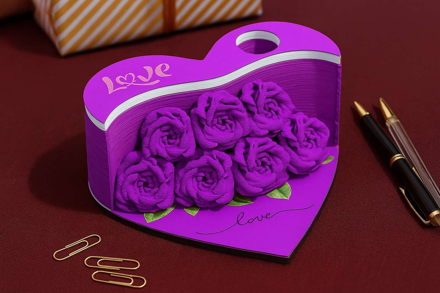 Rose Heart 3D Memopad